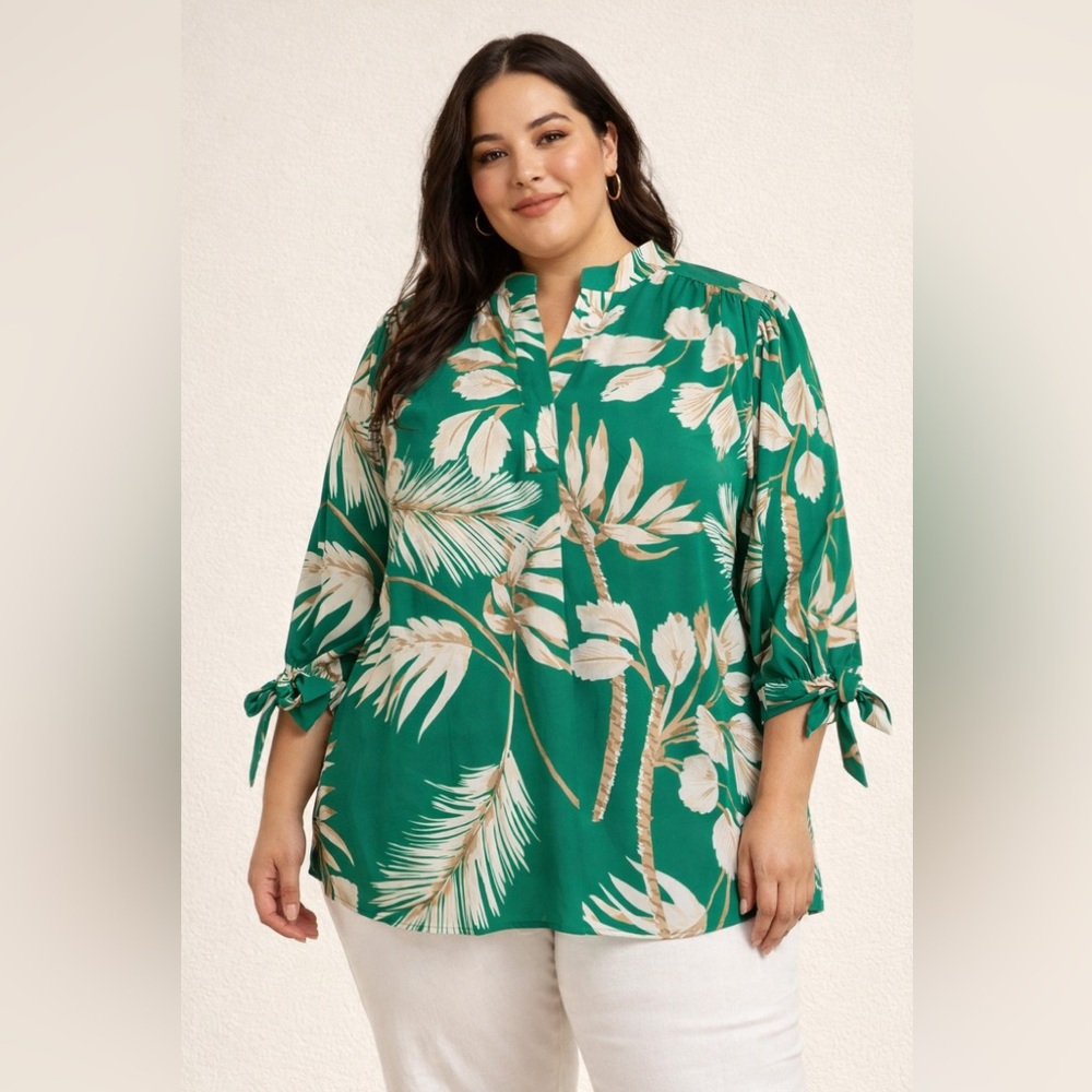 Anne Klein Palm Print‎ blouse